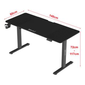 Verstellbarer Tisch Stryn Hochglanz Schwarz - 140 x 60 cm