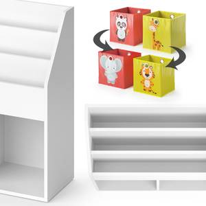 Bücherregal „Luigi“ Weiß mit 2 Faltboxen Rot
