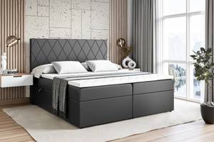 Boxspringbett LEPARO Hochglanz Schwarz - Breite: 160 cm - H4