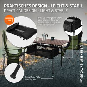 Campingtisch aus Aluminium Schwarz - Braun