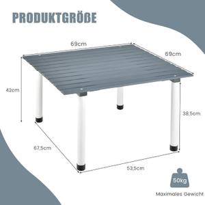 Campingtisch ZB32120 Grau - Holzwerkstoff - 42 x 42 x 69 cm