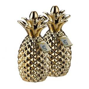 Tirelire ananas doré en lot de 2 Doré - Céramique - Matière plastique - 11 x 24 x 11 cm