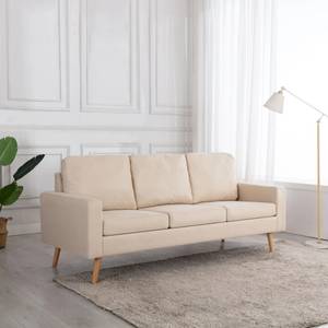 3-Sitzer-Sofa Creme Stoff Cremeweiß