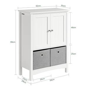 Badezimmerschrank BZR64-W Weiß - Holzwerkstoff - 62 x 89 x 30 cm