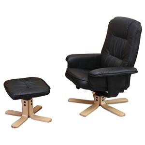 Relaxsessel H56 mit Hocker Schwarz