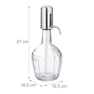 Wasserspender mit Handpumpe Silber - Glas - Kunststoff - 17 x 27 x 17 cm