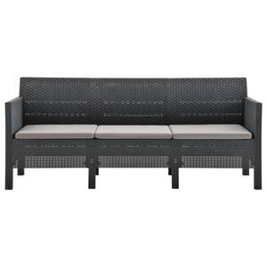 Garten-Lounge-Set (3-teilig) Grau - Kunststoff - 181 x 76 x 65 cm