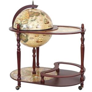 Bar globe terrestre avec table D83 Marron - Bois manufacturé - En partie en bois massif - 105 x 109 x 51 cm