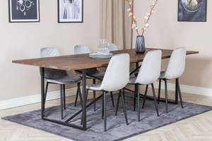 Essgruppe Padang 10 (7-teilig) Grau - Massivholz - 100 x 76 x 250 cm