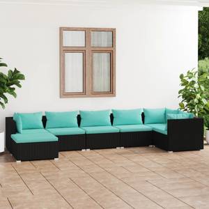 Garten-Lounge-Set (7-teilig) 3013633-15 Schwarz - Blau