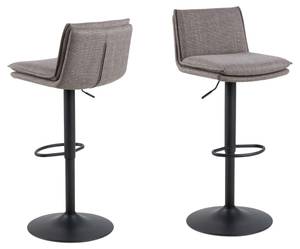 Flynn tabouret de bar marron. lot de 2 Tissu / Fer - Gris-brun / Noir