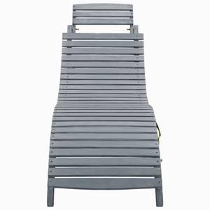 Chaise longue 45959 Gris - Bois massif - Bois/Imitation - 60 x 51 x 190 cm