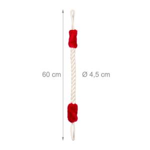 Butoir de porte en lot de 2 rouge Rouge - Blanc - Textile - 5 x 60 x 5 cm