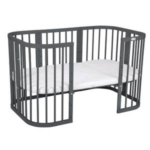 Babybett GRAPHITE, 7in1 mit Matratze Grau - Massivholz - 78 x 81 x 128 cm