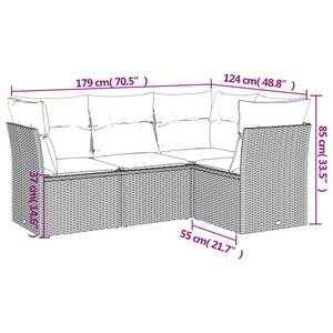 Gartensitzgruppe K6537(4-tlg) Grau - Massivholz - 69 x 62 x 62 cm