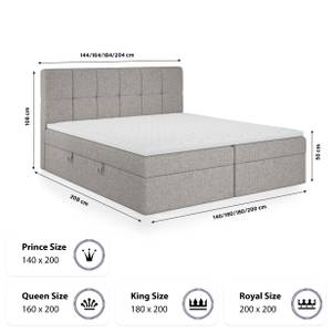 Boxspringbett Mokpo Hellgrau - Breite: 204 cm