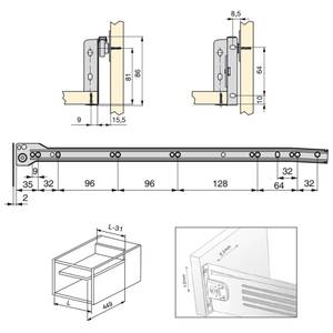 Ultrabox Schublade für Küche und Grau - Metall - 26 x 11 x 53 cm