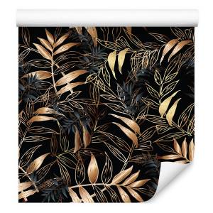 Papier Peint plantes tropicales feuilles Beige - Noir - Marron - Gris - Papier - 53 x 1000 x 1000 cm