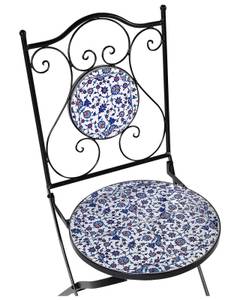 Chaise de jardin CAMPRENA Noir - Bleu - Blanc - Métal - 40 x 90 x 45 cm