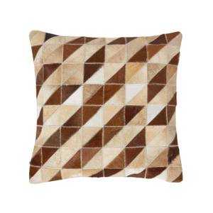 Fellkissen geometrisch - Patchwork Echtleder - 45 x 1 x 45 cm