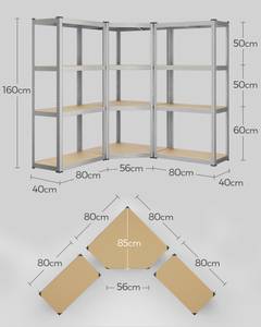 Schwerlastregal Gruz Silber - Holzwerkstoff - 80 x 160 x 80 cm