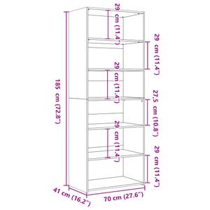 Highboard DE7133 Grau - Holzwerkstoff - 41 x 185 x 70 cm