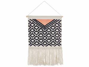 Suspension murale en tissu GOJRA Beige - Noir - Orange - Fibres naturelles - 45 x 90 x 2 cm