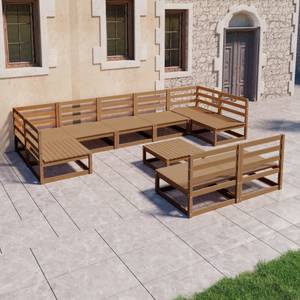 Garten-Lounge-Set (10-teilig) 3009756-1 Braun - Massivholz - Holzart/Dekor - 70 x 30 x 70 cm