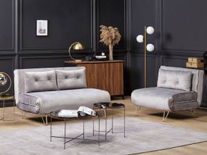 2-Sitzer Sofa VESTFOLD Gold - Grau - Hellgrau