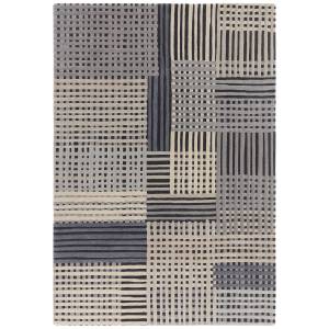 Tapis de salon moderne en laine FACET Gris - 120 x 170 cm