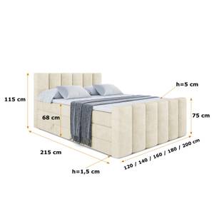 Boxspringbett BOXI1-Z KING Ecru - Breite: 200 cm