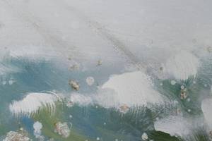 Tableau peint à la main Vamos a la Playa Bleu - Blanc - Bois massif - Textile - 150 x 50 x 4 cm