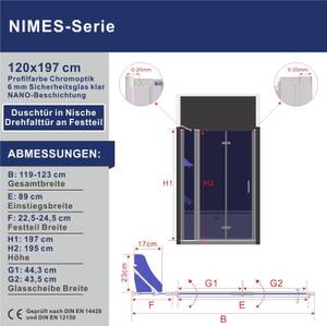 Duschwand Glas Faltbare Nische NIMES Breite: 120 cm