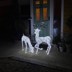 LED beleuchtete Rentiere - Reh & Hirsch Weiß - Metall - 30 x 59 x 59 cm