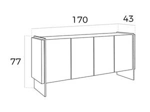 Sideboard aus Nussbaumholz Braun - Glas - Massivholz - Holzart/Dekor - 170 x 77 x 43 cm