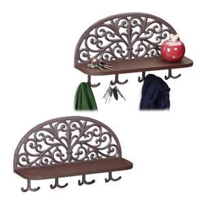 Porte-manteaux mural brun en lot de 2 Noir - Marron