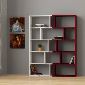 Bücherregal TAPI 2er Set -Weiß - Burgund Rot - Weiß - Holzwerkstoff - 124 x 159 x 30 cm