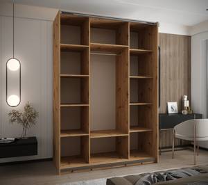 Armoire Lux 4 Noir - Imitation chêne - Largeur : 160 cm