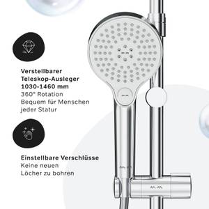 Duschsystem mit Regalmischer Flash Silber - Metall - 40 x 146 x 56 cm
