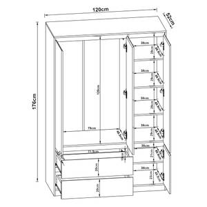 Armoire de chambre Bastheim Largeur : 120 cm - 3 portes