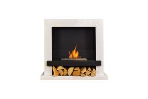 Ethanolkamin Glow Fire Kalmar white Weiß - Glas - Metall - 100 x 90 x 31 cm