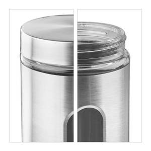 4 tlg. Vorratsgläser Set Edelstahl Silber - Glas - Metall - Kunststoff - 10 x 31 x 10 cm