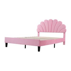 Polsterbett Aether Ⅵ Pink - Holzwerkstoff - Metall - Massivholz - Textil - 150 x 111 x 206 cm