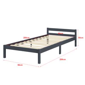 Cadre de Lit Nakkila Pin avec Matelas Gris - Largeur : 96 cm