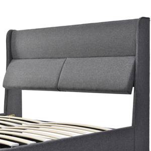 Polsterbett Phoebe Ⅳ Grau - Holzwerkstoff - Metall - Massivholz - Textil - Holzart/Dekor - 142 x 111 x 223 cm