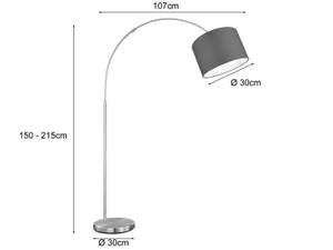 Bogenlampe dimmbar Stoffschirm Grau Grau - Silber