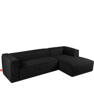 Ecksofa FEROX Schwarz - Armlehne beidseitig montierbar - Ecke davorstehend rechts - Ottomane davorstehend rechts