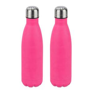 2 x Trinkflasche Edelstahl pink Schwarz - Pink - Silber