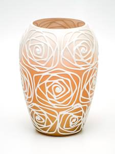 Vase en verre peint à la main Orange - Verre - 13 x 20 x 13 cm