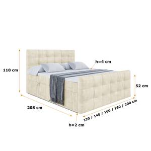 Boxspringbett SOLARIO Beige - Breite: 200 cm - H4